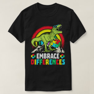 Camiseta Diferenças de Embrace T Rex Dinossaur Autism Aware