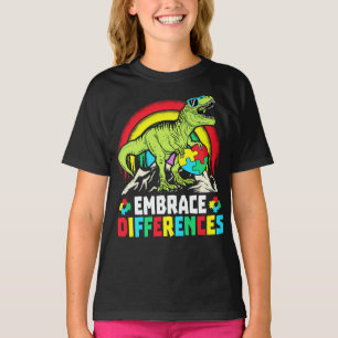 Camiseta Diferenças de Embrace T Rex Dinossaur Autism Aware