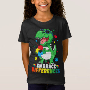 Camiseta Diferenças de Embrace T Rex Dinossaur Autism Aware