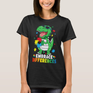 Camiseta Diferenças de Embrace T Rex Dinossaur Autism Aware