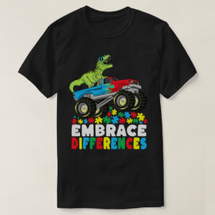 Camiseta Diferenças de Embrace T Rex Monster Truck Autismo