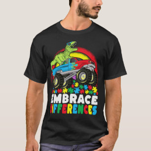 Camiseta Diferenças de Embrace T Rex Monster Truck Autismo