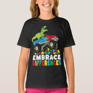 Camiseta Diferenças de Embrace T Rex Monster Truck Autismo