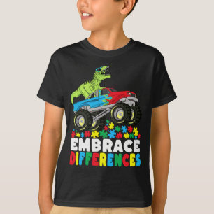 Camiseta Diferenças de Embrace T Rex Monster Truck Autismo