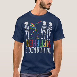 Camiseta Diferente É Belo Esqueleto Dabbing Autism Awa