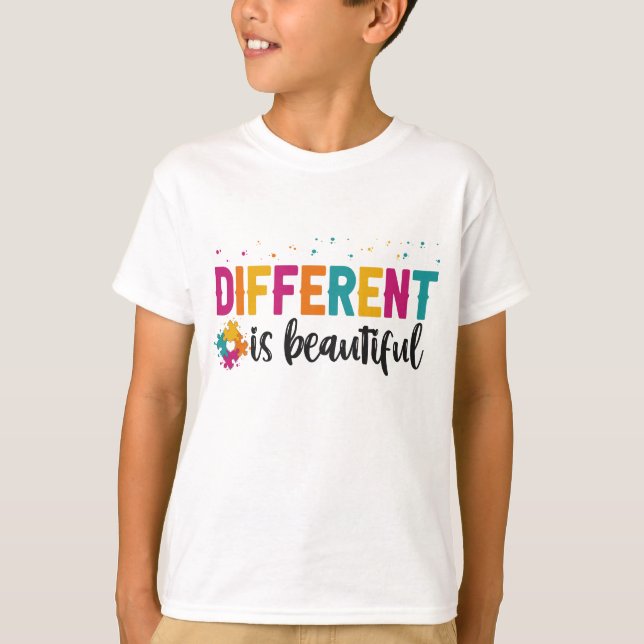 Camiseta Diferente é belo Presente Adhd de Consciência Auti (Frente)