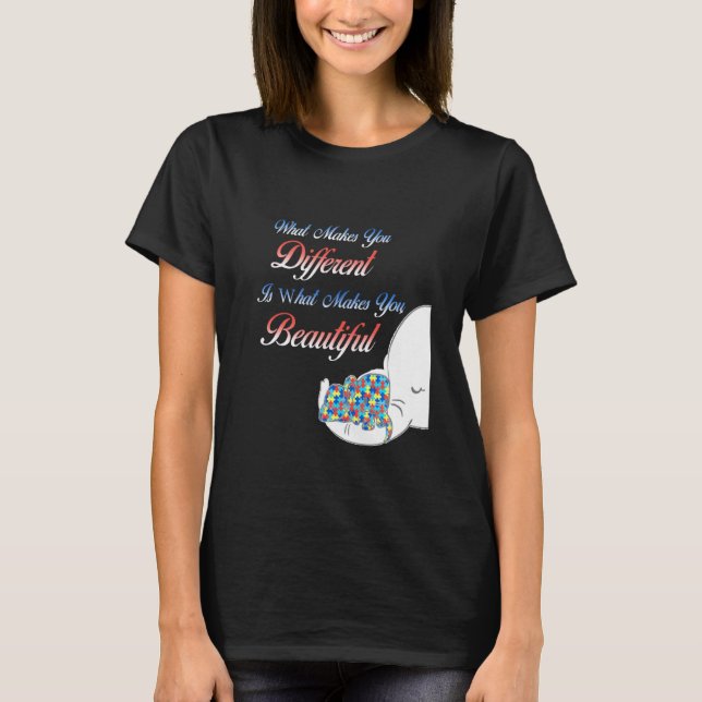 Camiseta Diferente Mãe Elefante Autismo Criança Conscientiz (Frente)