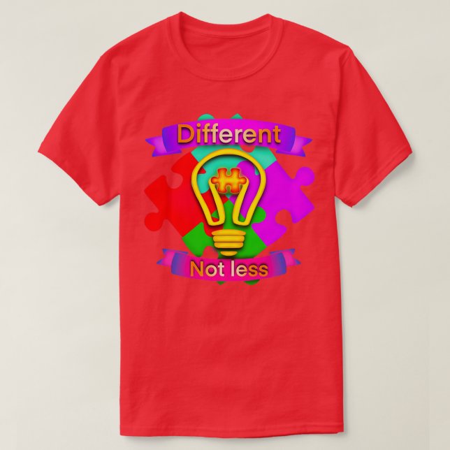 Camiseta Diferente não menos quebra-cabeça de autismo (Frente do Design)