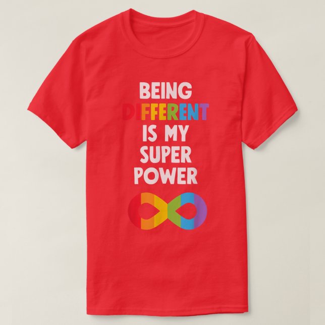 Camiseta Diferente Neurodiversidade de Super Potência ADHD  (Frente do Design)