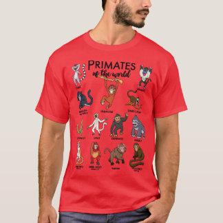 Camiseta Diferentes tipos de primatas de macacos
