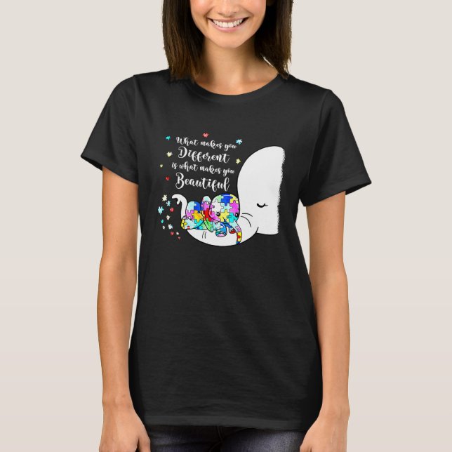 Camiseta Different Beautiful Autism Awareness Puzzle Piece  (Frente)