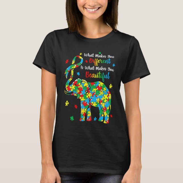 Camiseta Different Beautiful Autism Awareness Puzzle Piece  (Frente)