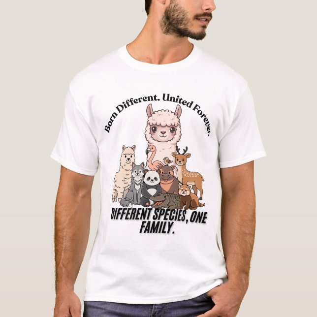 Camiseta Different Species One Family Animal Art (Frente)