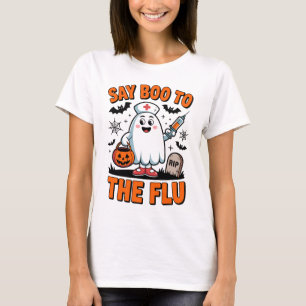 Camiseta Diga Boo ao Médico da Enfermeira do Dia de as Brux