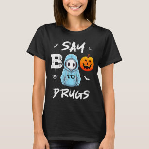 Camiseta Diga Boo às Drogas Funny Halloween Red Ribbon Week