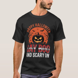 Camiseta Diga Boo Design de Abóbora de Halloween_1