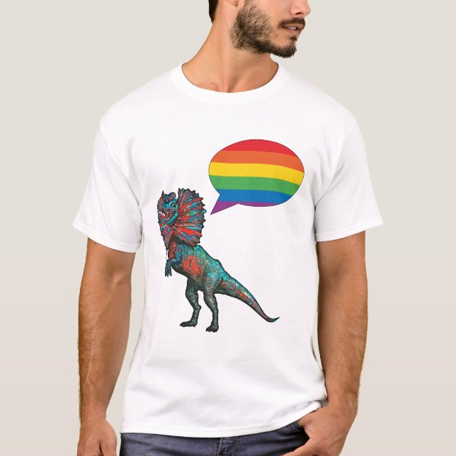 Camiseta Diga! Diga Gay! Dinossauro LGBTQIA+ (Frente)