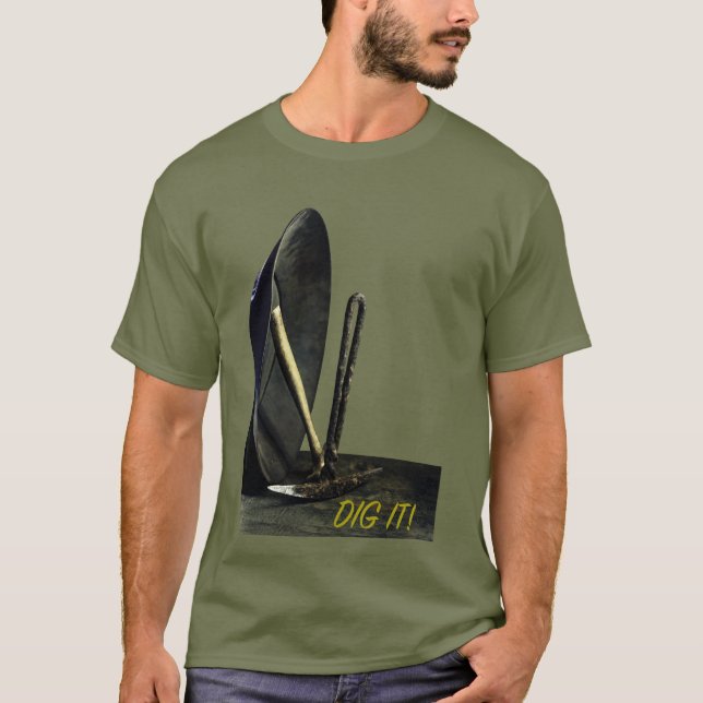 Camiseta DIGA! Dourada panela e mineração. Faça escolhas ri (Frente)