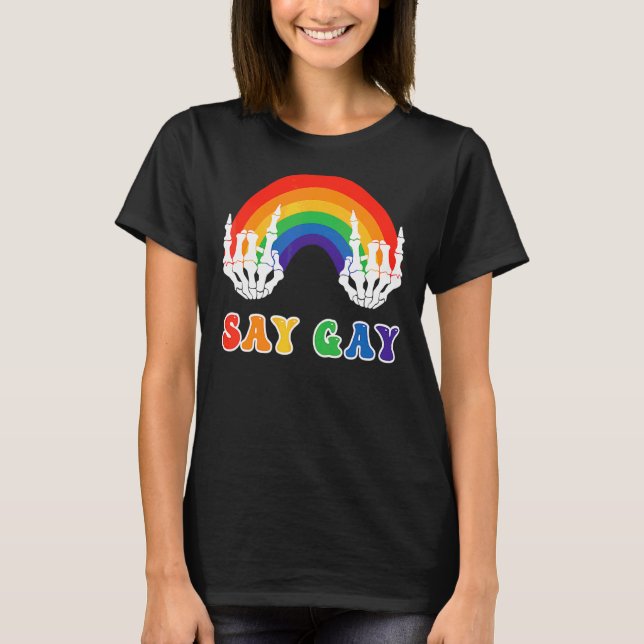 Camiseta Diga Gay Florida Diga Gay Lgbtq Direitos Gay (Frente)