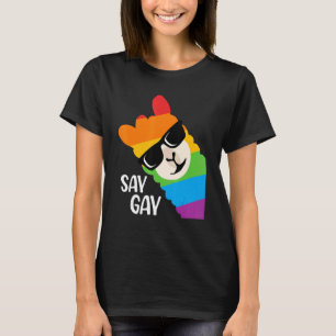 Camiseta Diga Gay Llama Óculos Sunglass Lgbt Rainbow Flag P