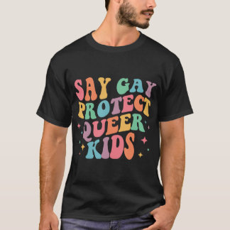 Camiseta Diga Gay para Proteger Crianças Filhas Transmissor