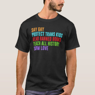 Camiseta Diga Gay Proteja Crianças Trans Leia Livros Banido