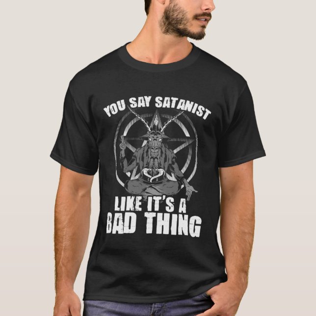 Camiseta Diga Satanist Satanic Witchcraft Gótico de Baphome (Frente)