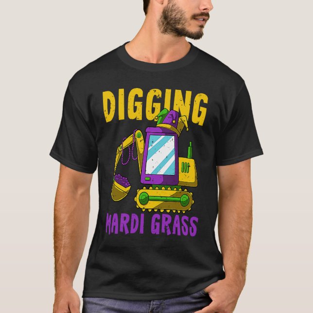 Camiseta Digging Mardi Gras Cool Jester Excavator Construct (Frente)