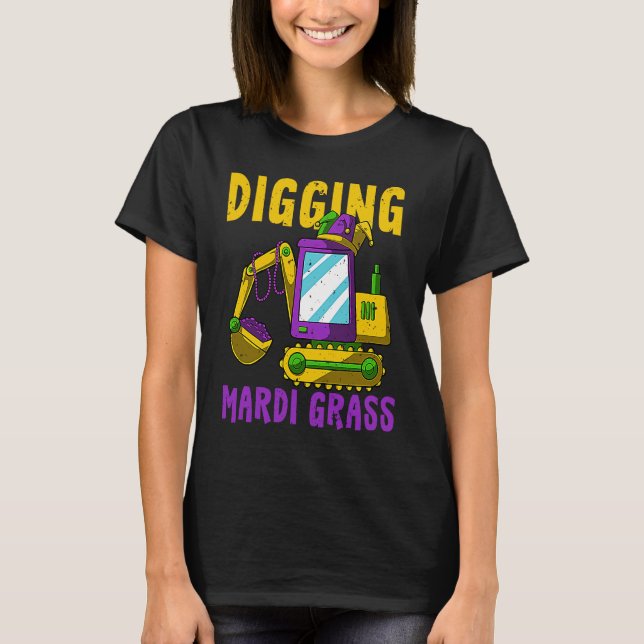 Camiseta Digging Mardi Gras Cool Jester Excavator Construct (Frente)