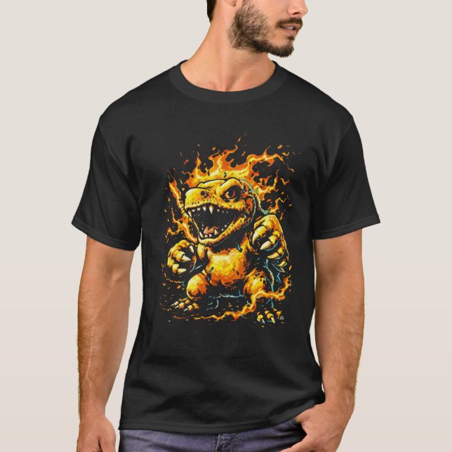 Camiseta Digimon Monstro Fera Besta Arte de Rua em Quadrinh (Frente)