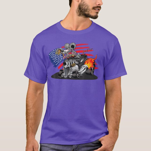 Camiseta DigiRods Rat Rod Racer American Flaming Hot Rod Ca (Frente)