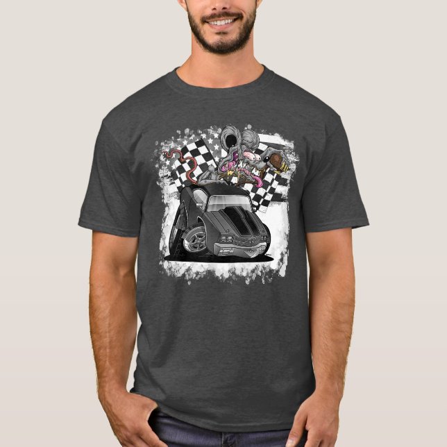 Camiseta DigiRods Rat Rod Racer SS Muscle Grey Hot Rod Cart (Frente)