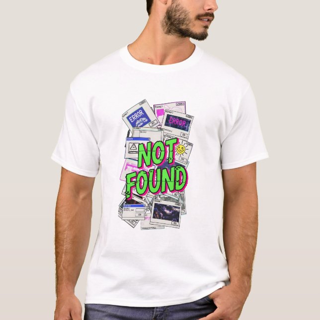 Camiseta Digital Error Pop-up Glitch Art Not Found (Frente)