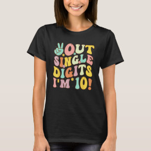 Camiseta Dígitos de Solteiro do Peace Out Eu sou 10 Retro G