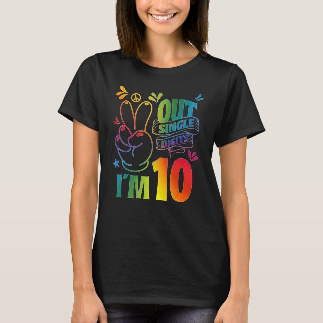 Camiseta Dígitos de Solteiro do Peace Out Eu tenho 10 (Frente)