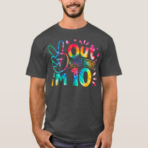 Camiseta Dígitos de Solteiro do Peace Out Eu tenho 10 anos