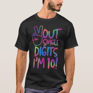Camiseta Dígitos de Solteiro do Peace Out Eu tenho 10 anos,