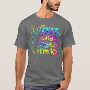 Camiseta Dígitos de Solteiro PEACE-Out Im 10 Tie Dye Aniver