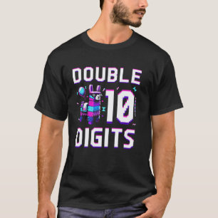 Camiseta Dígitos Duplos 10º Aniversário Llama de 10 Anos Bd