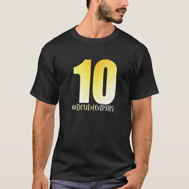 Camiseta Dígitos duplos de 10 de aniversário Meninas Dez 10 (Frente)