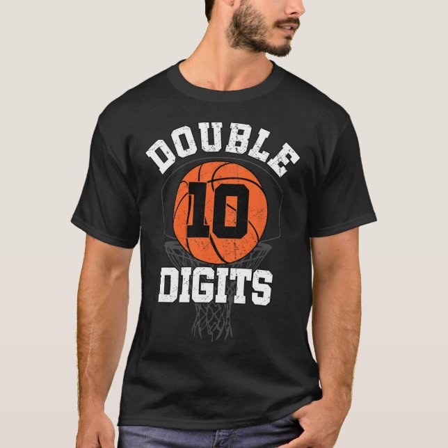 Camiseta Dígitos duplos Decorações de aniversário Menino 10 (Frente)