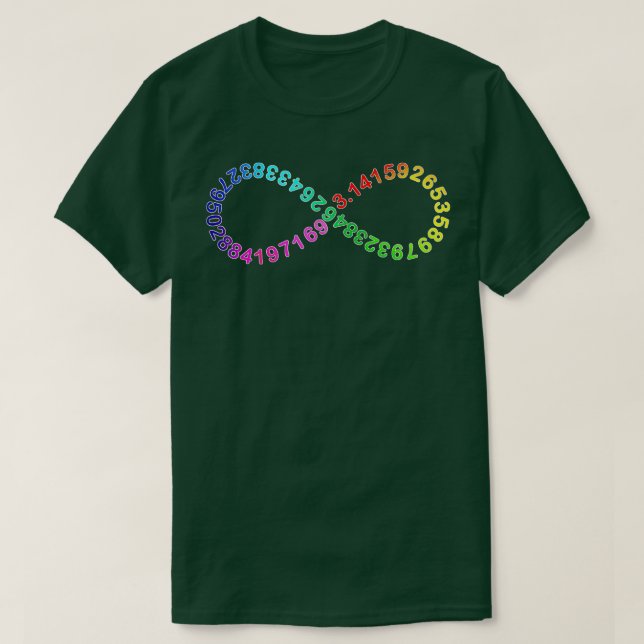 Camiseta Dígitos matemáticos curiosos do Pi Infinity Rainbo (Frente do Design)