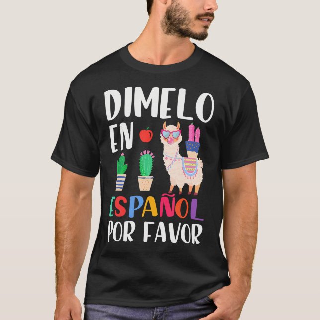 Camiseta Dimelo En Espanol Bilingual Llama Professora Espan (Frente)