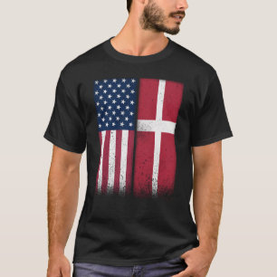 Camiseta Dinamarca Bandeiras Americanas Dinamarquesas Orgul