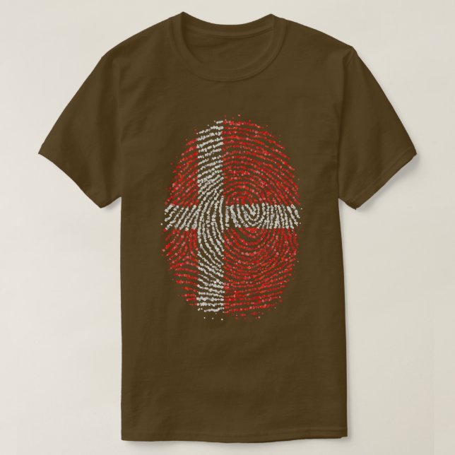 Camiseta Dinamarca Dane Danish Fingerprint Flag (Frente do Design)