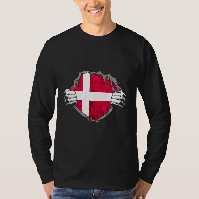 Camiseta Dinamarca Danes Chest Danish Pride Danmark Roots (Frente)