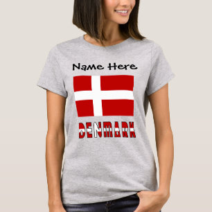 Camiseta Dinamarca e Bandeira Dinamarquesa Personalizados