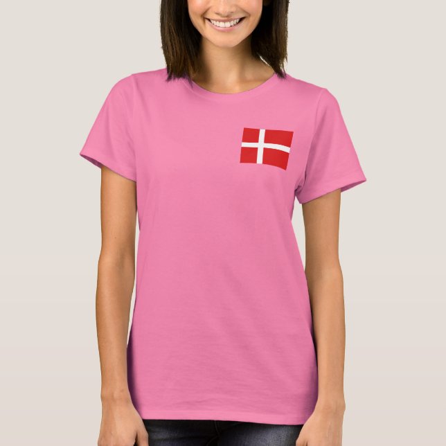 Camiseta Dinamarca Flag e Map dk T-Shirt (Frente)