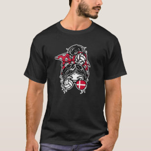 Camiseta Dinamarca Voleibol Mensagem Bun Hair Girl Dinamarq