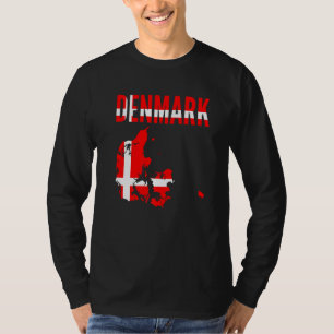 Camiseta Dinamarquês Dinamarca Mapa do País Bandeira Dist